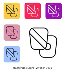 Black Line Boxing Trainingspfoten Symbol isoliert auf weißem Hintergrund. Symbole in farbigen quadratischen Buttonen festlegen. Vektorgrafik