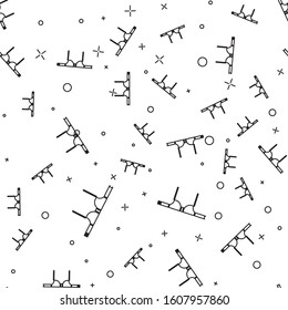 Black line Bra icon isolated seamless pattern on white background. Woman underwear.  Vector Illustration