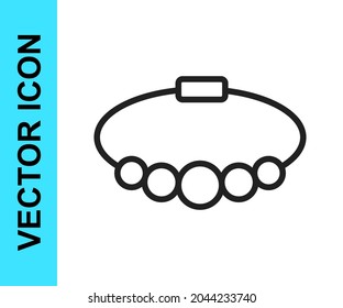 Black line Bracelet jewelry icon isolated on white background. Bangle sign.  Vector