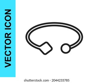 Black line Bracelet jewelry icon isolated on white background. Bangle sign.  Vector