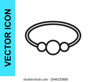 Black line Bracelet jewelry icon isolated on white background. Bangle sign.  Vector