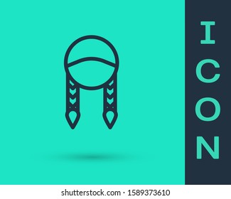 Black line Braid icon isolated on green background.  Vector Illustration