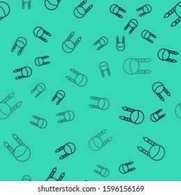 Black line Braid icon isolated seamless pattern on green background.  Vector Illustration