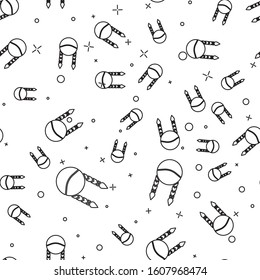 Black line Braid icon isolated seamless pattern on white background.  Vector Illustration