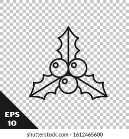 Black line Branch viburnum or guelder rose icon isolated on transparent background. Merry Christmas and Happy New Year.  Vector Illustration