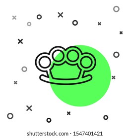 Black line Brass knuckles icon isolated on white background.  Vector Illustration
