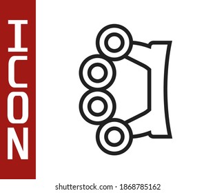 Black line Brass knuckles icon isolated on white background.  Vector