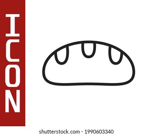 Black line Bread loaf icon isolated on white background.  Vector