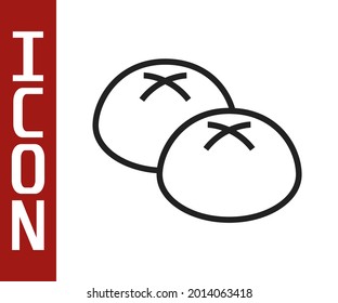 Black line Bread loaf icon isolated on white background.  Vector