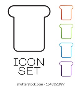 Black line Bread toast for sandwich piece of roasted crouton icon isolated on white background. Lunch, dinner, breakfast snack. Set icons colorful. Vector Illustration