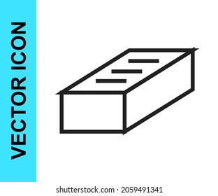 Black line Brick icon isolated on white background.  Vector