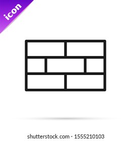 Black line Bricks icon isolated on white background.  Vector Illustration
