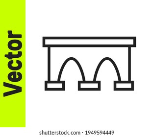 Black line Bridge for train icon isolated on white background.  Vector