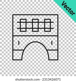 Black line Bridge for train icon isolated on transparent background.  Vector