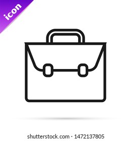 Black line Briefcase icon isolated on white background. Business case sign. Business portfolio.  Vector Illustration