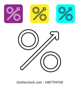 Black line Briefcase icon isolated on white background. Business case sign. Business portfolio. Set icons colorful square buttons. Vector Illustration