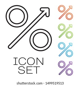 Black line Briefcase icon isolated on white background. Business case sign. Business portfolio. Set icons colorful. Vector Illustration