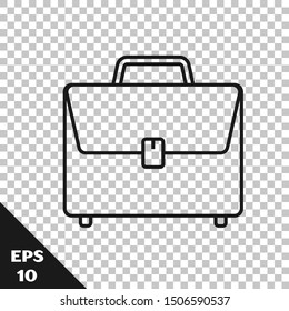 Black line Briefcase icon isolated on transparent background. Business case sign. Business portfolio.  Vector Illustration