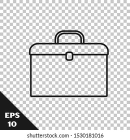 Black line Briefcase icon isolated on transparent background. Business case sign. Business portfolio.  Vector Illustration