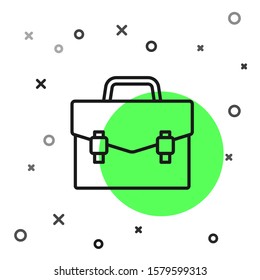 Black line Briefcase icon isolated on white background. Business case sign. Business portfolio.  Vector Illustration