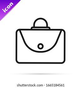 Black line Briefcase icon isolated on white background. Business case sign. Business portfolio.  Vector Illustration