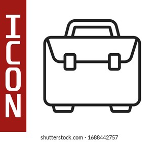 Black line Briefcase icon isolated on white background. Business case sign. Business portfolio.  Vector Illustration