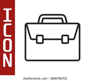 Black line Briefcase icon isolated on white background. Business case sign. Business portfolio.  Vector