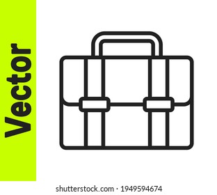 Black line Briefcase icon isolated on white background. Business case sign. Business portfolio.  Vector