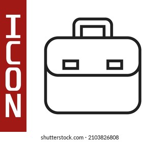 Icono de maletín de línea negra aislado en fondo blanco. Signo de caso comercial. Cartera de negocios.  Vector