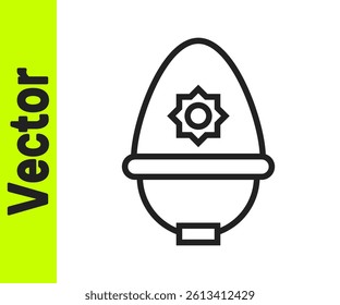 Black line British police helmet icon isolated on white background.  Vector