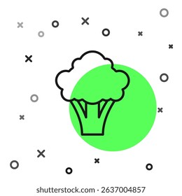 Black line Broccoli icon isolated on white background.  Vector
