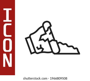 Black line Broken pot icon isolated on white background.  Vector