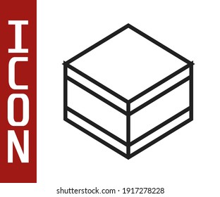Black line Brownie chocolate cake icon isolated on white background.  Vector
