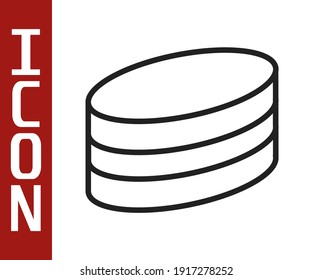 Black line Brownie chocolate cake icon isolated on white background.  Vector