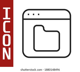 Icono de archivos del navegador de línea negra aislado en fondo blanco.  Vector