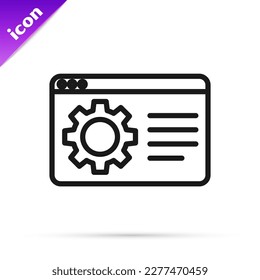 Black line Browser setting icon isolated on white background. Adjusting, service, maintenance, repair, fixing.  Vector
