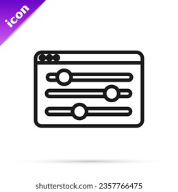 Icono de configuración del navegador de línea negra aislado en fondo blanco. Ajuste, servicio, mantenimiento, reparación, arreglo.  Vector