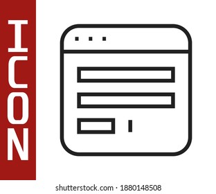 Black line Browser window icon isolated on white background.  Vector