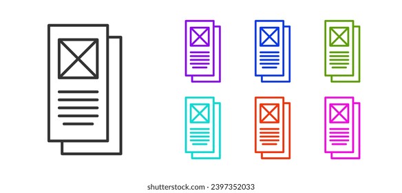 Black line Browser window icon isolated on white background. Set icons colorful. Vector