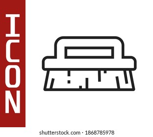 Black line Brush for cleaning icon isolated on white background.  Vector