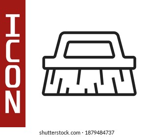 Black line Brush for cleaning icon isolated on white background.  Vector