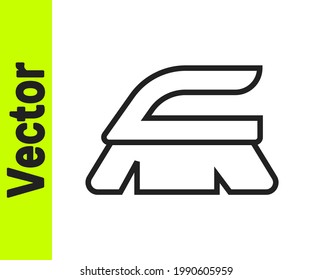 Black line Brush for cleaning icon isolated on white background. Cleaning service concept.  Vector