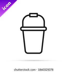 Black line Bucket icon isolated on white background.  Vector