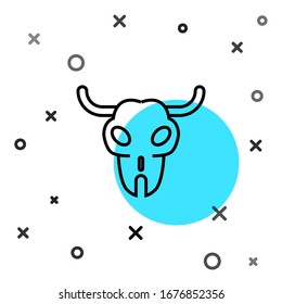 Black line Buffalo skull icon isolated on white background. Random dynamic shapes. Vector Illustration