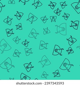 Black line Bull icon isolated seamless pattern on green background. Spanish fighting bull.  Vector