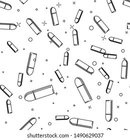 Black line Bullet icon isolated seamless pattern on white background.  Vector Illustration