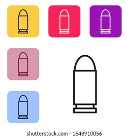 Schwarze Linie Bullet Symbol einzeln auf weißem Hintergrund. Die Symbole werden in den Tasten für das Farbquadrat eingestellt. Vektorillustration-Illustration