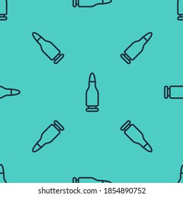 Icono Bullet de línea negra aislado patrón transparente en fondo verde.  Vector