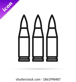 Icono de bala de línea negra aislado en fondo blanco.  Vector