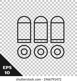 Black line Bullet icon isolated on transparent background.  Vector